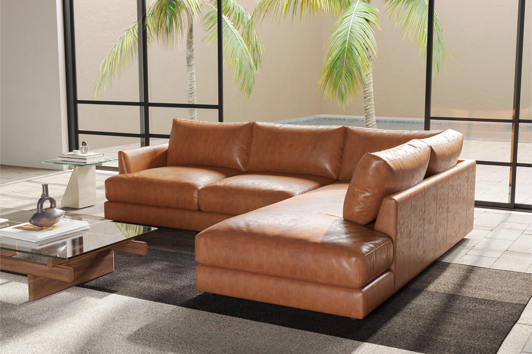Serena Leather Sectional Sofa