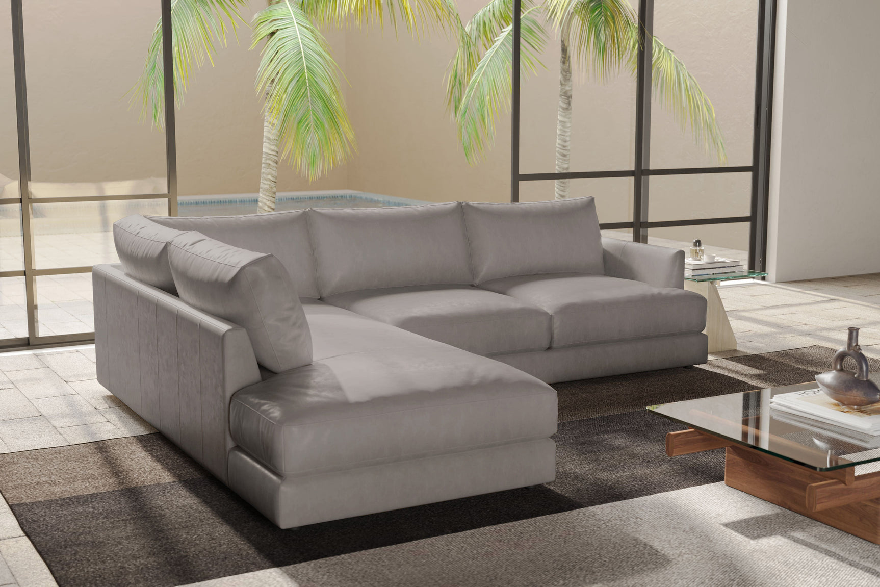 Serena Leather Sectional Sofa