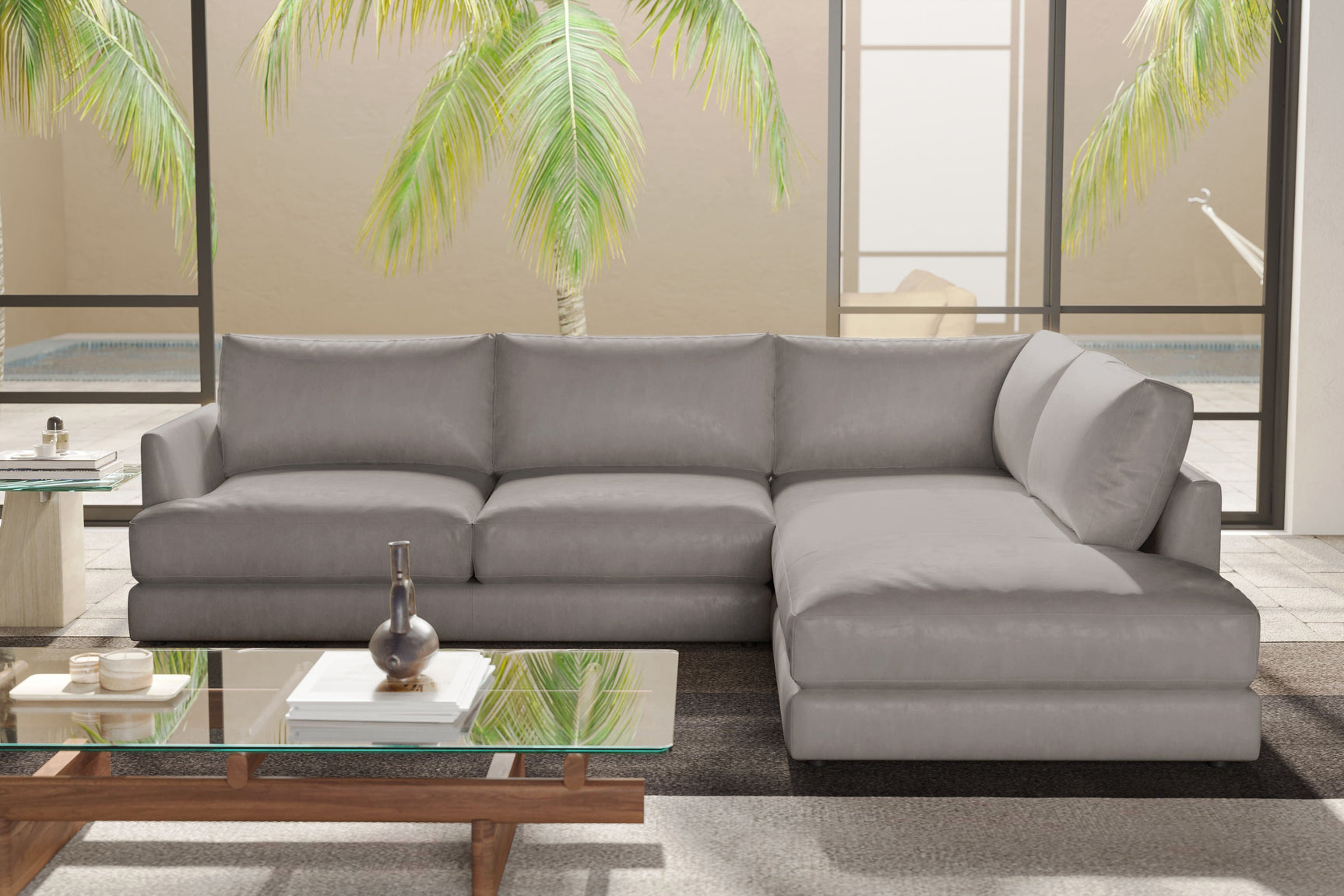 Serena Leather Sectional Sofa