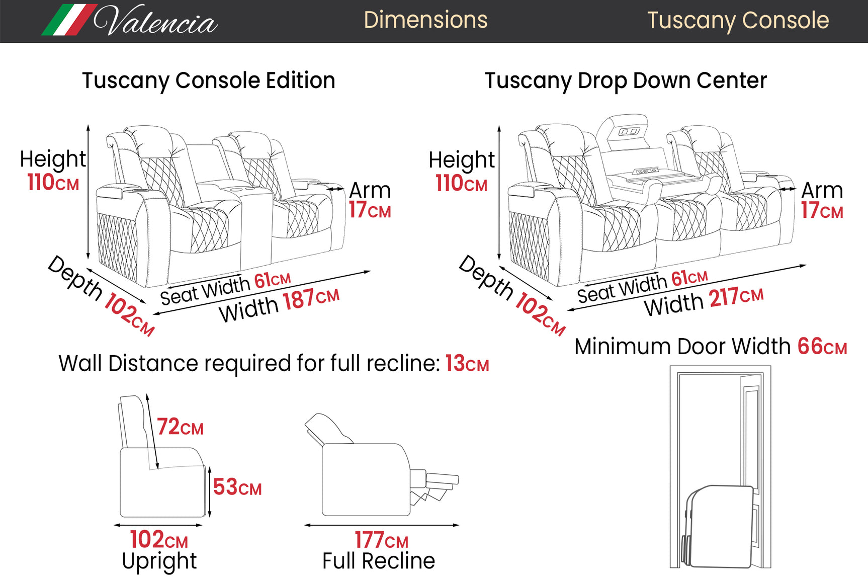 Tuscany Luxury Console Cinema Seating – Premium Recliner Seating & Cinema Sofa