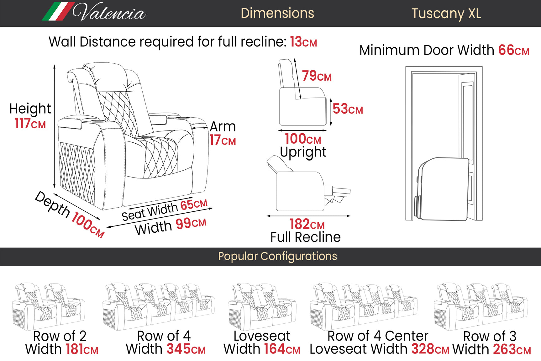 Tuscany XL Ultimate Cinema Seating – Premium Recliner Seating & Cinema Sofa