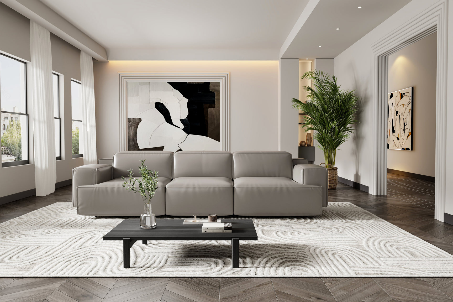 Canapé inclinable en cuir Valentina