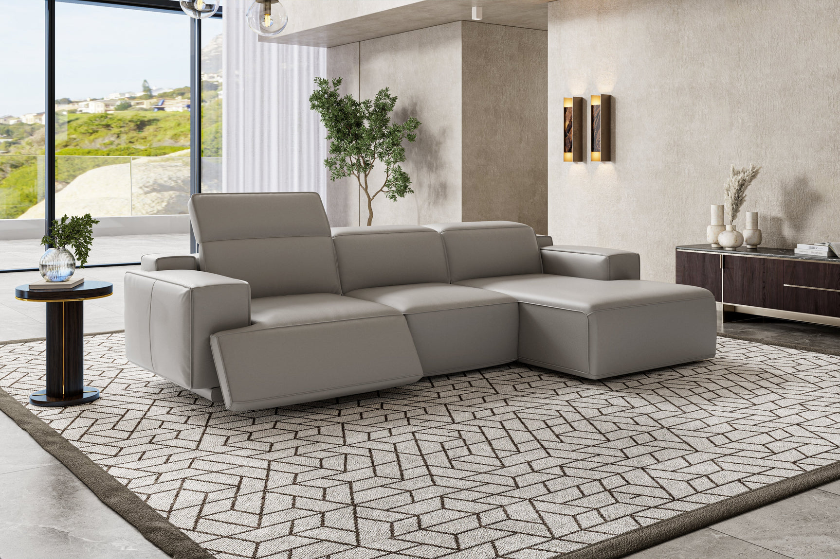 Canapé sectionnel inclinable en cuir Valentina