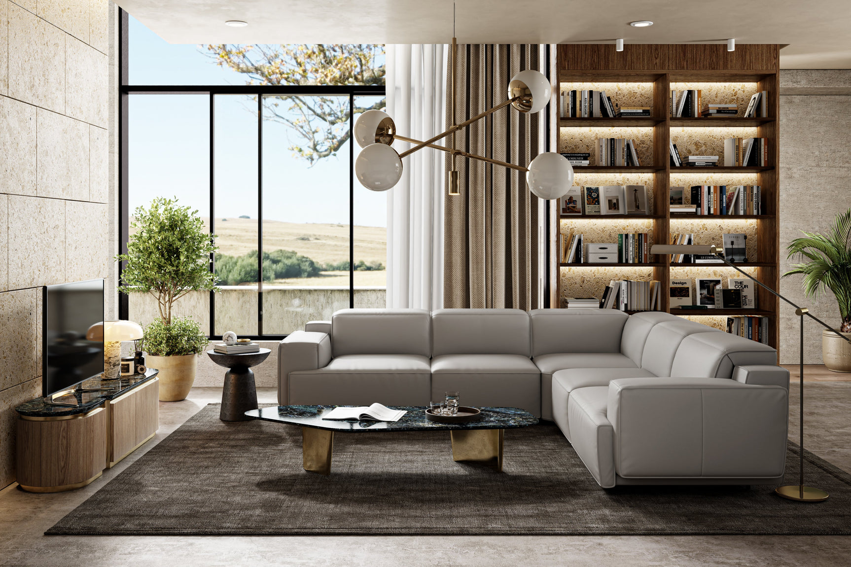 Fauteuil inclinable d'angle en cuir Valentina