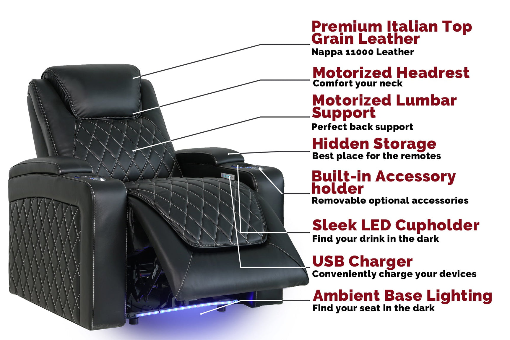Valencia Oslo Home Theater Seating Recliner - image 10 of 40