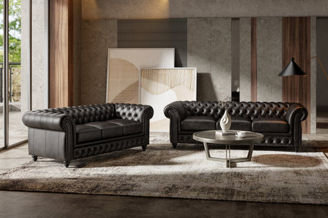 Canapé Chesterfield en cuir Parme