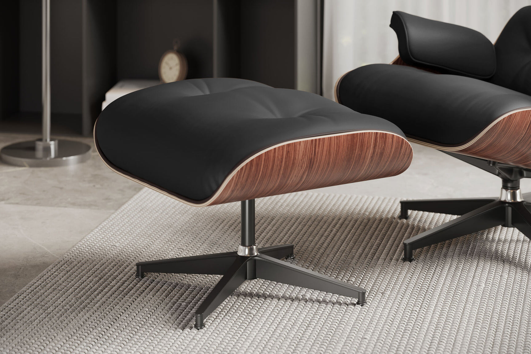 Armoni Eames Replica Leather Lounge Chair & Ottoman