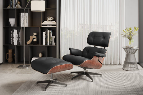 Armoni Eames Replica Leather Lounge Chair & Ottoman
