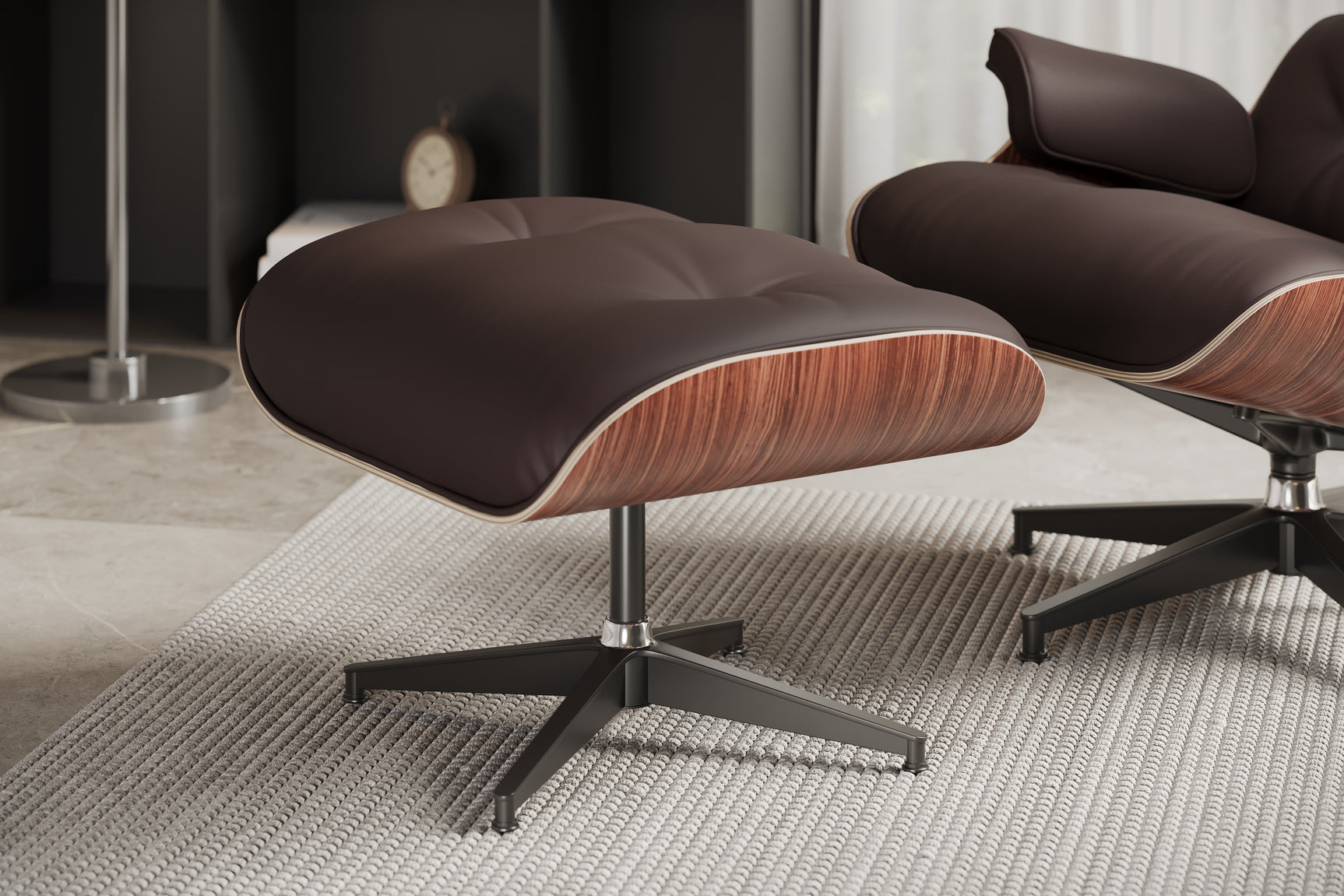 Armoni Eames Replica Leather Lounge Chair & Ottoman