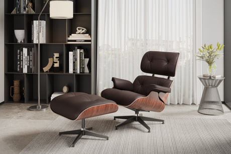 Armoni Eames Replica Leather Lounge Chair & Ottoman