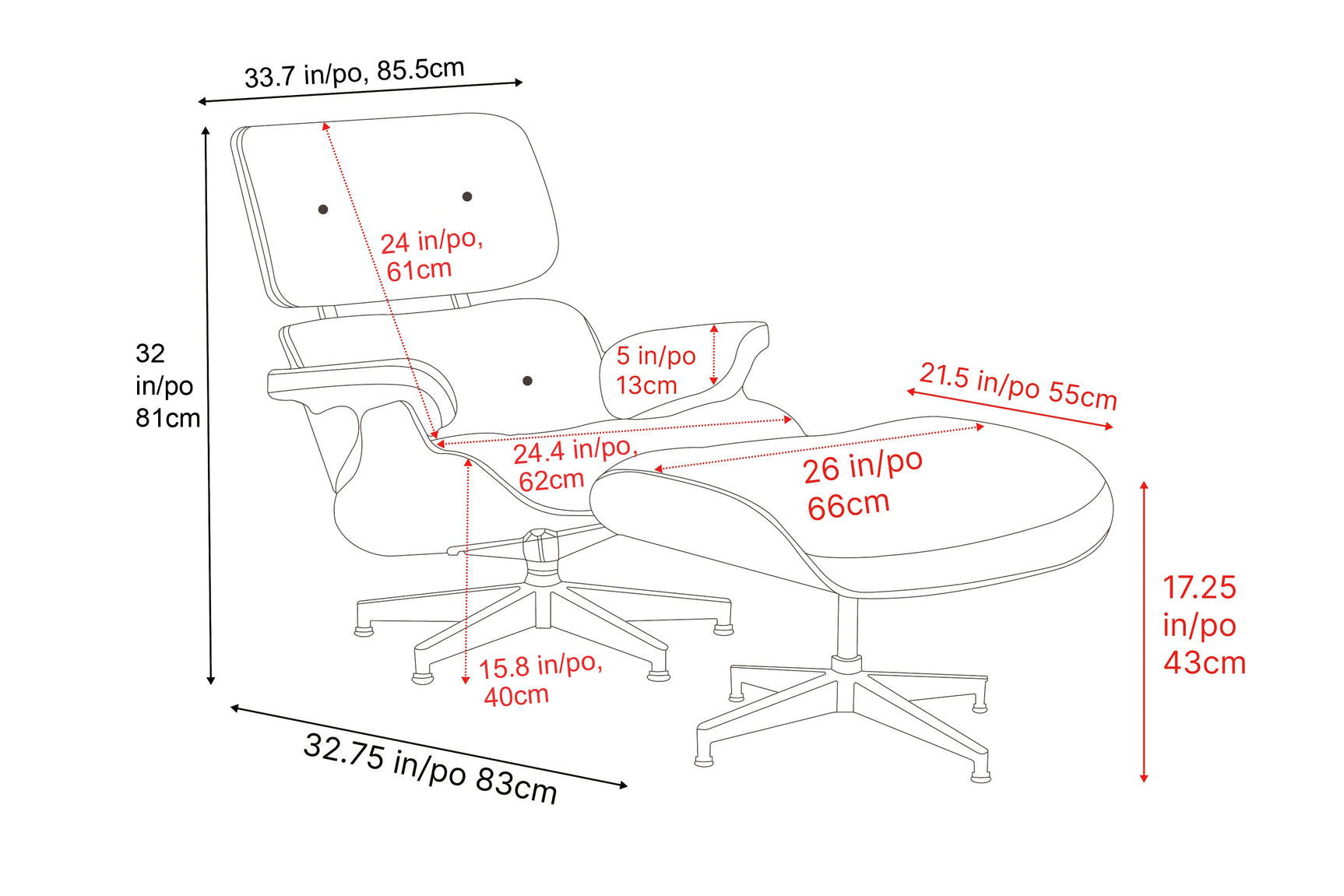 Fauteuil et pouf en cuir Armoni