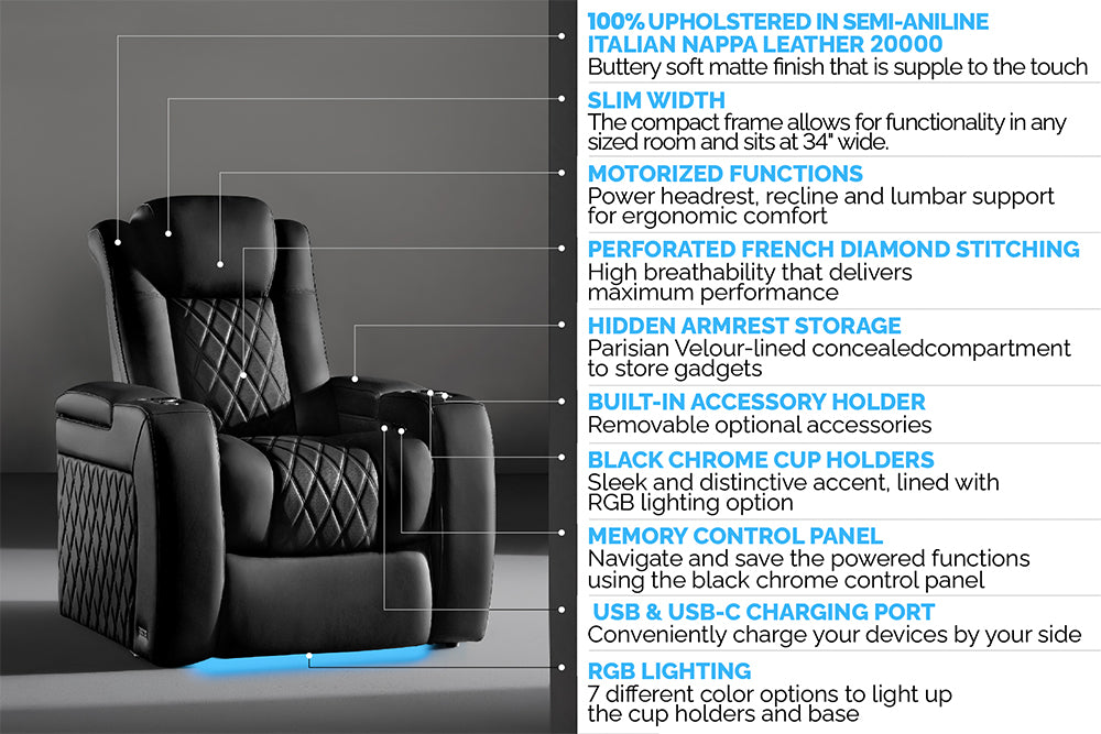 Tuscany Slim Ultimate Cinema Seating – Premium Recliner Seating & Cinema Sofa