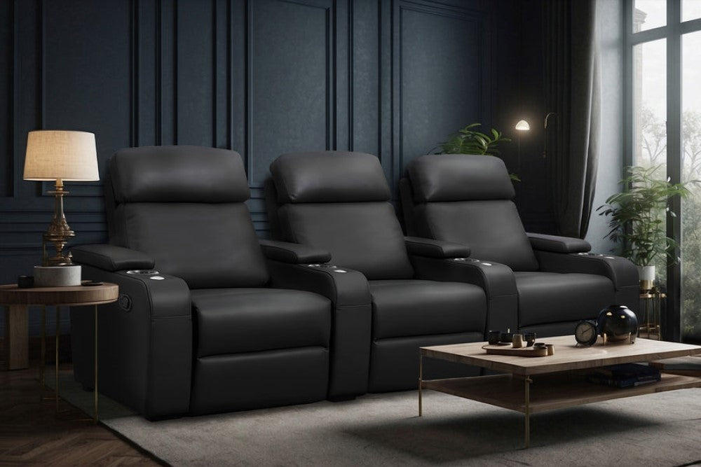 Bellagio Home Cinema Seating Manual Recliner, Black