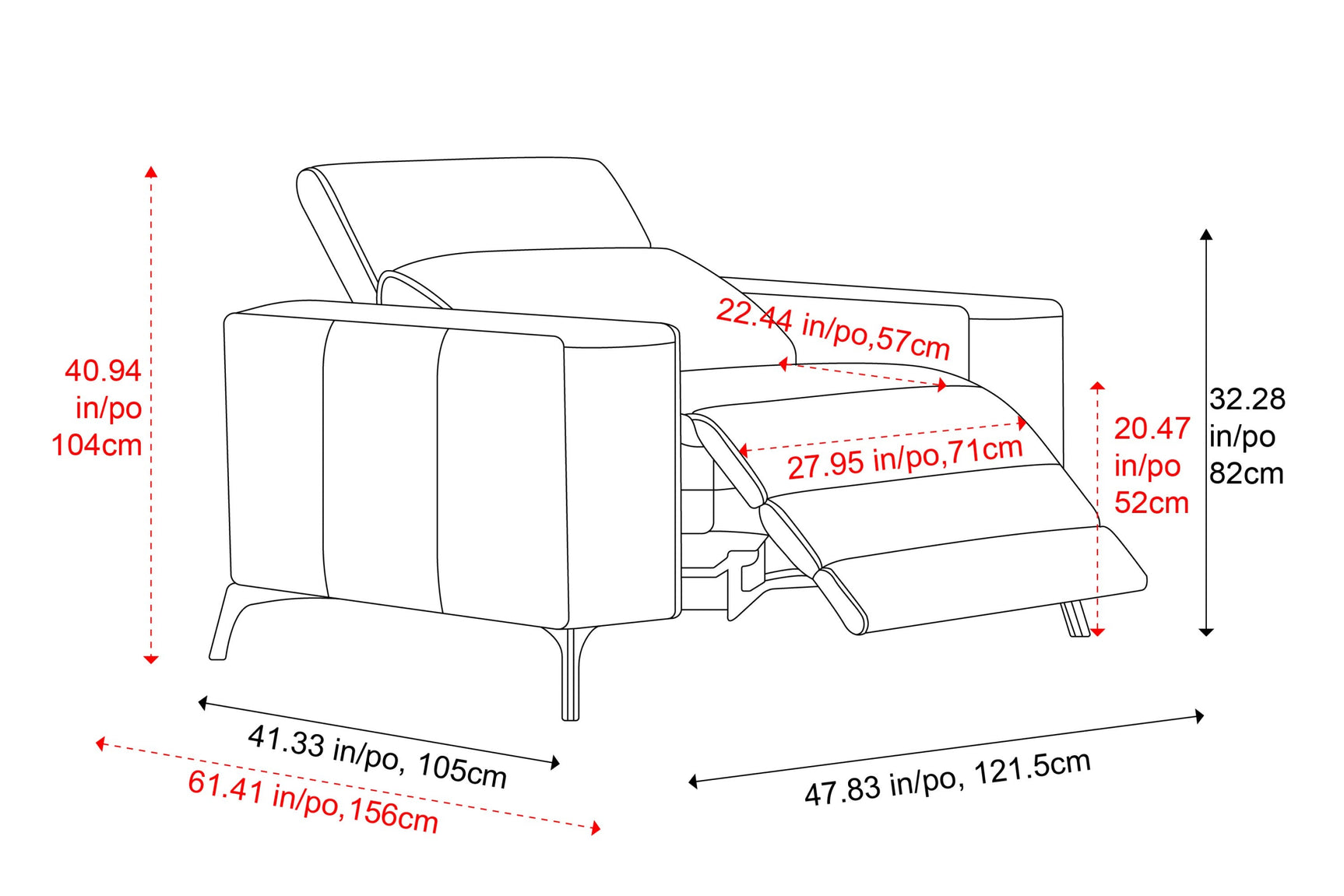 Fauteuil inclinable en cuir Esther
