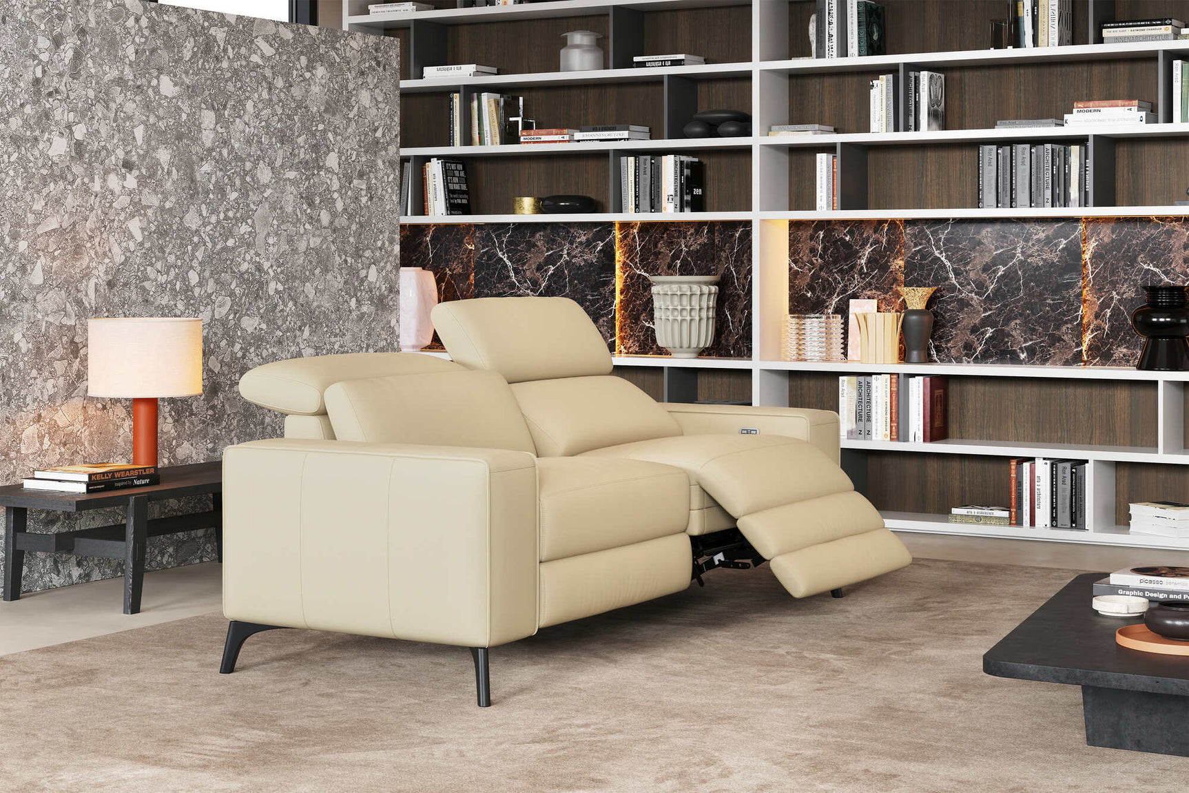 Canapé inclinable double en cuir Esther