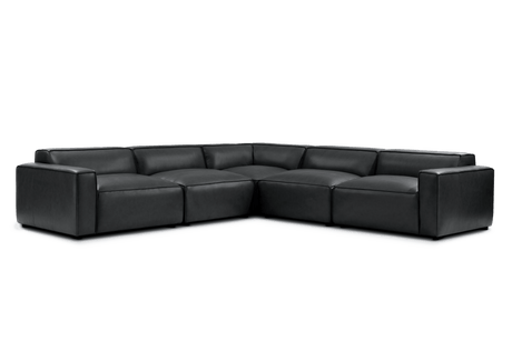 Canapé d'angle modulaire en cuir Nathan