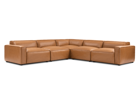 Canapé d'angle modulaire en cuir Nathan