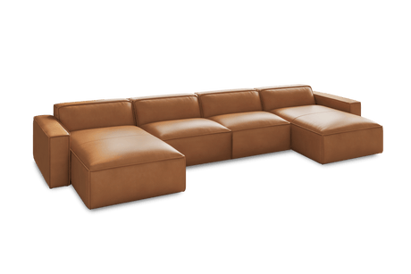 Canapé sectionnel modulaire en cuir Nathan