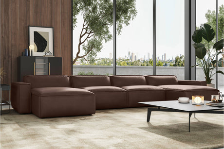 Canapé sectionnel modulaire en cuir Nathan