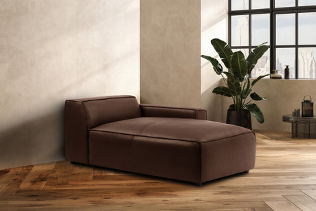 Módulo de sofá chaise longue derecho de cuero Nathan