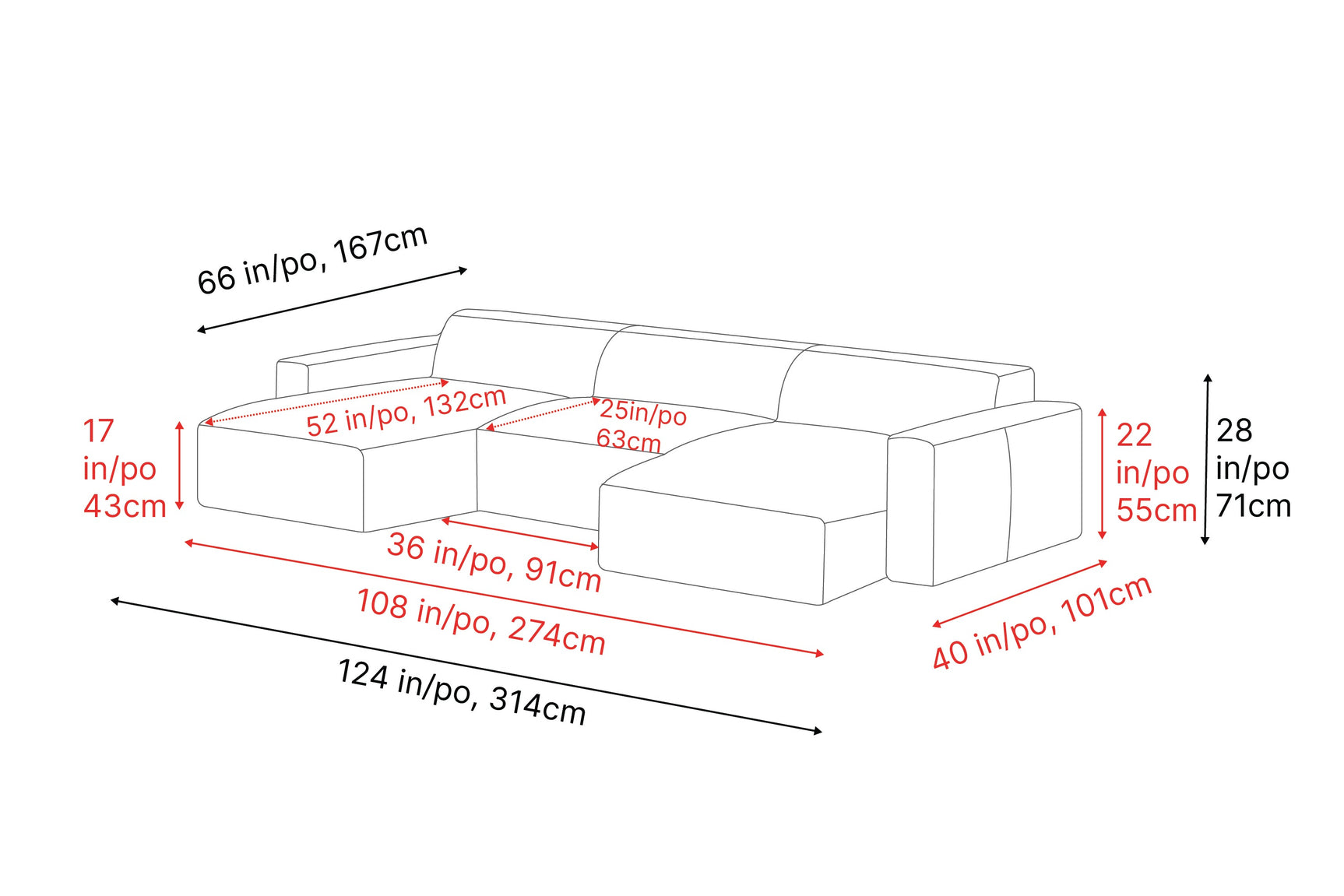 Sofá modular seccional de cuero Nathan