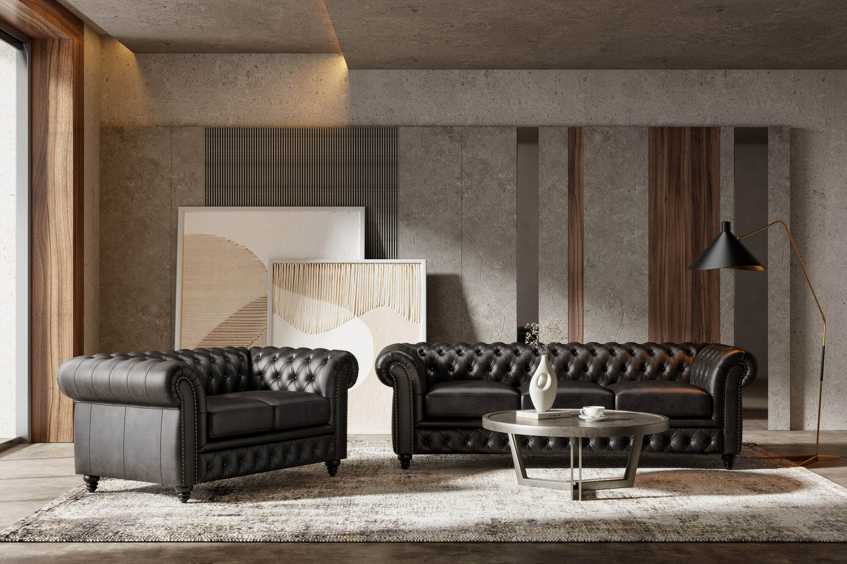 Sofá Chesterfield de cuero Parma