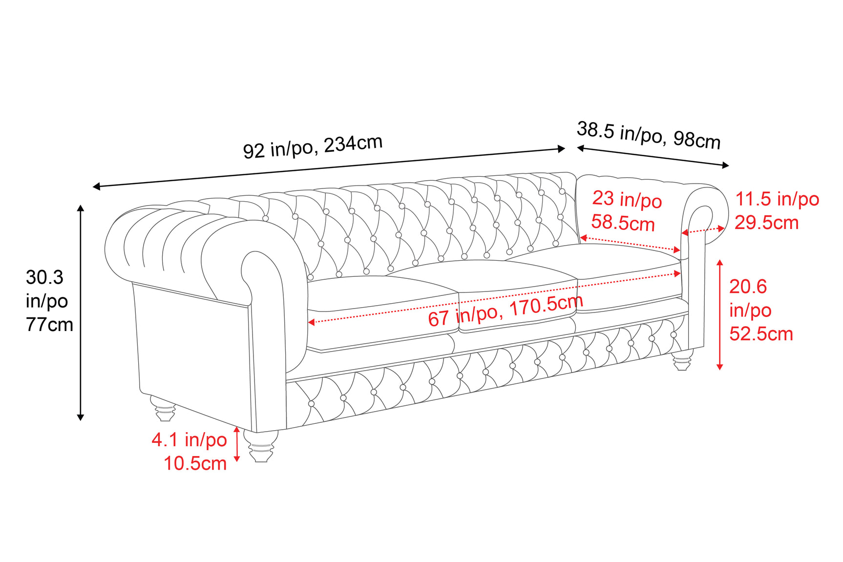 Parma Leather Chesterfield Sofa