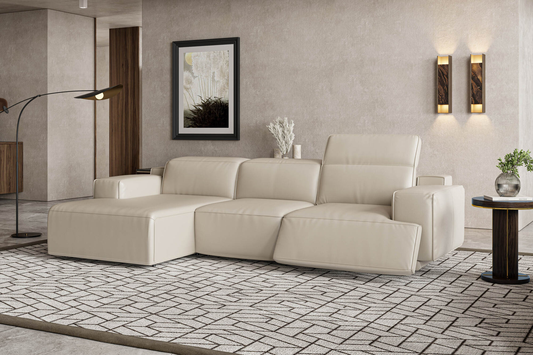Canapé sectionnel inclinable en cuir Valentina