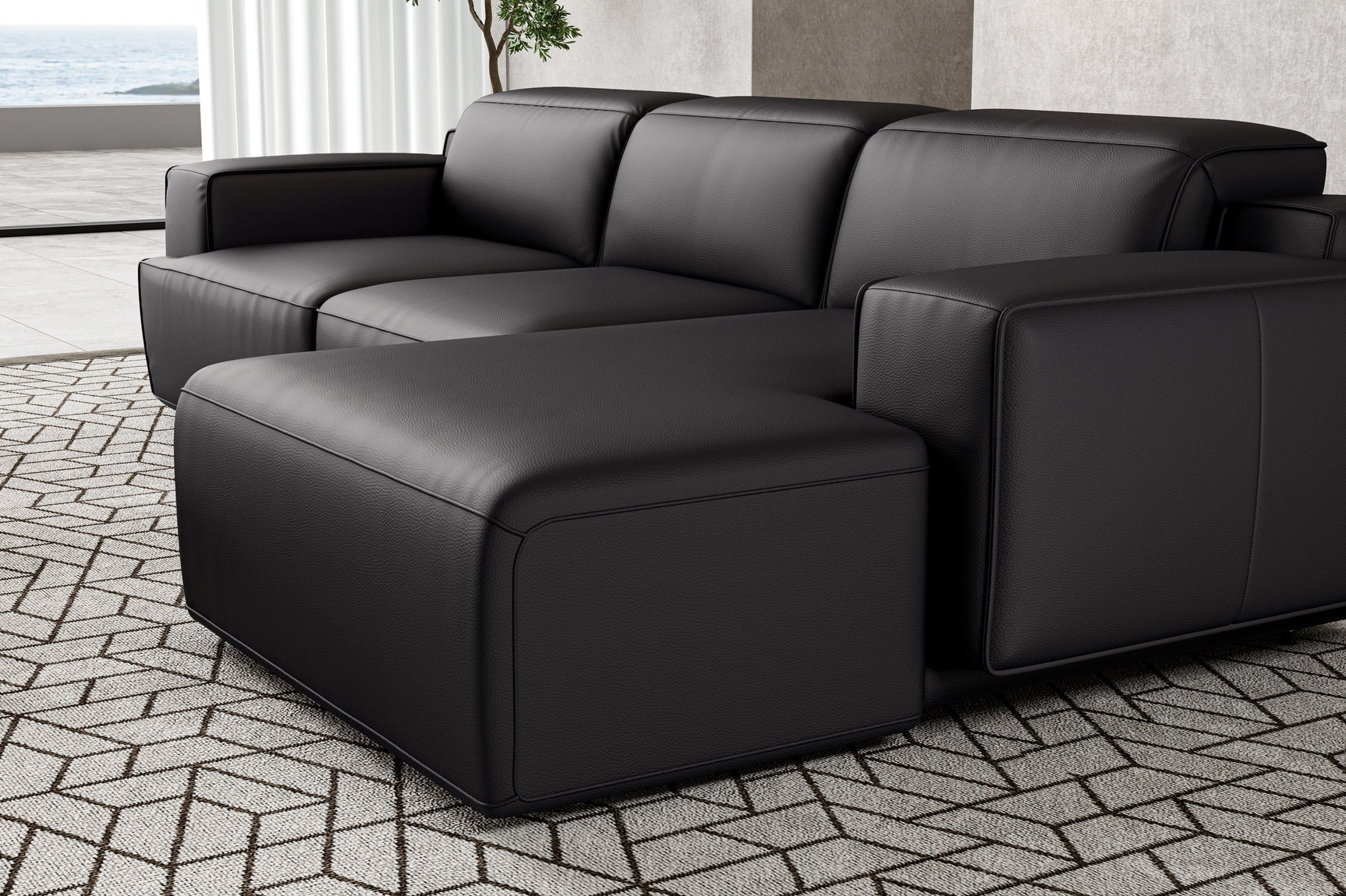 Sofá seccional reclinable de cuero Valentina