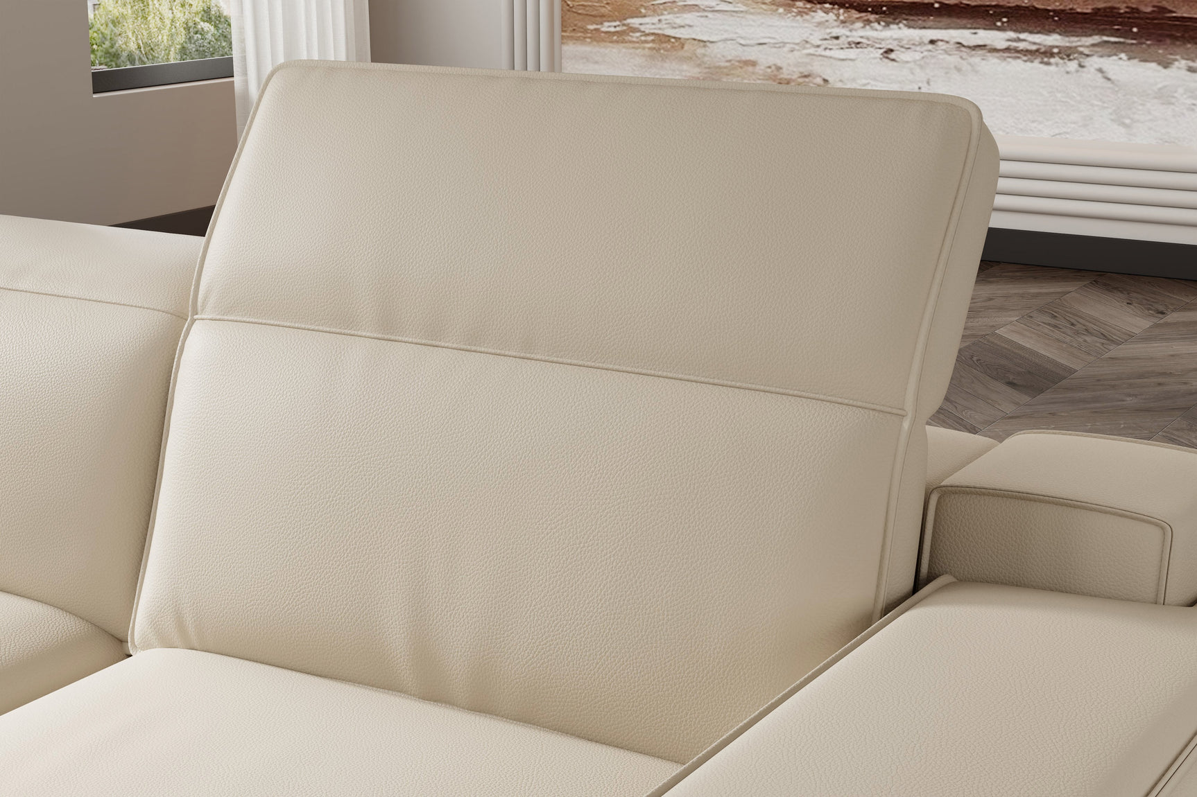 Sillón reclinable esquinero de cuero Valentina