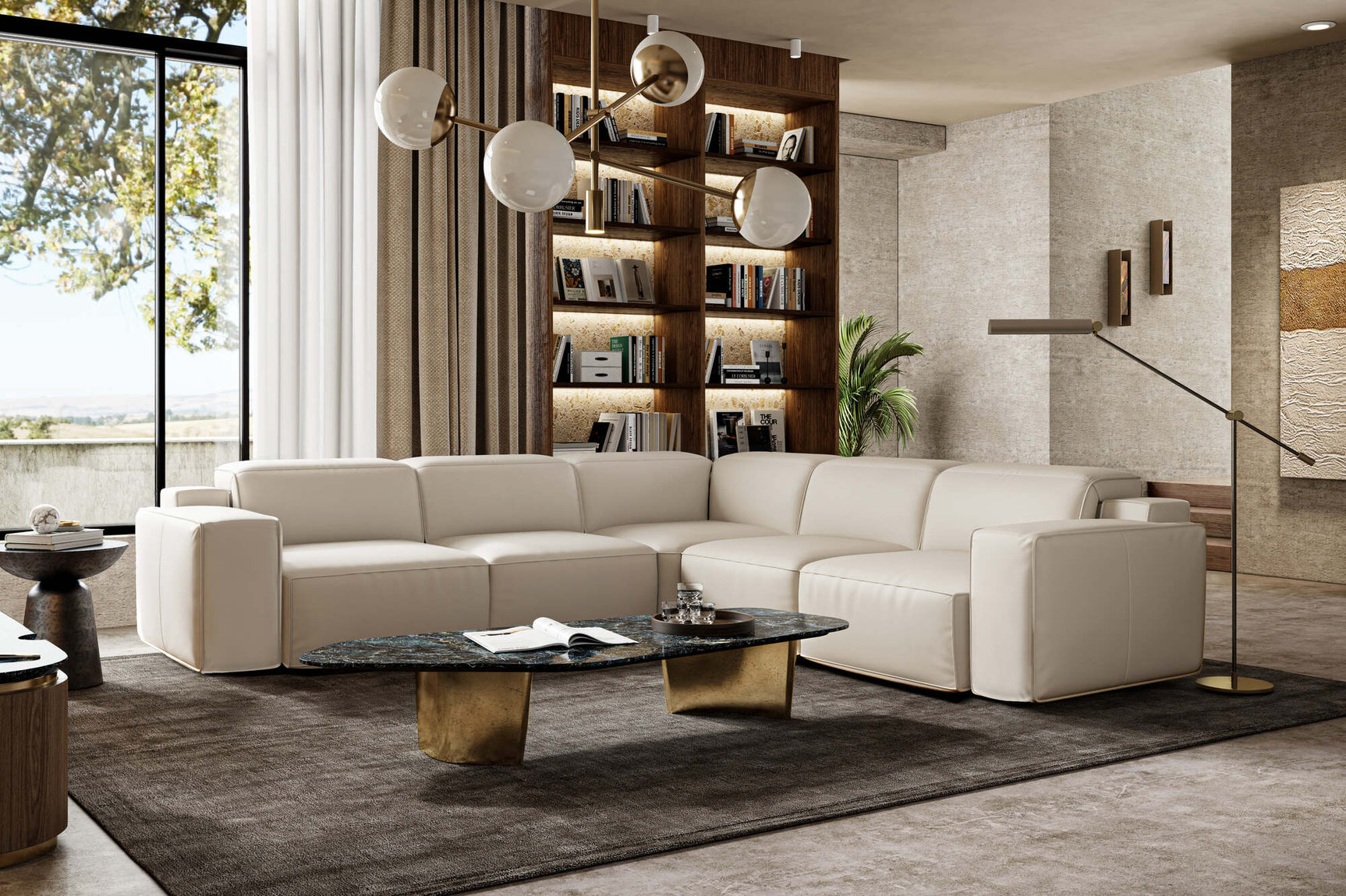 Fauteuil inclinable d'angle en cuir Valentina