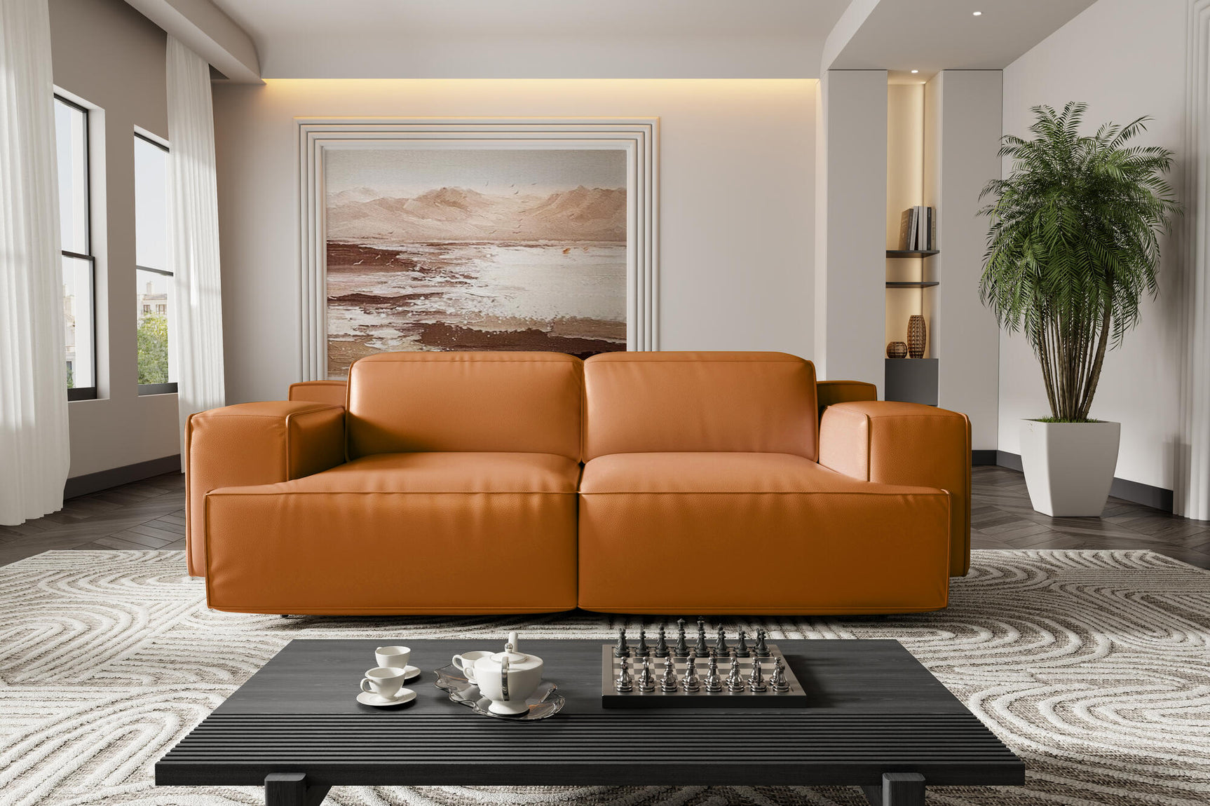 Canapé inclinable en cuir Valentina
