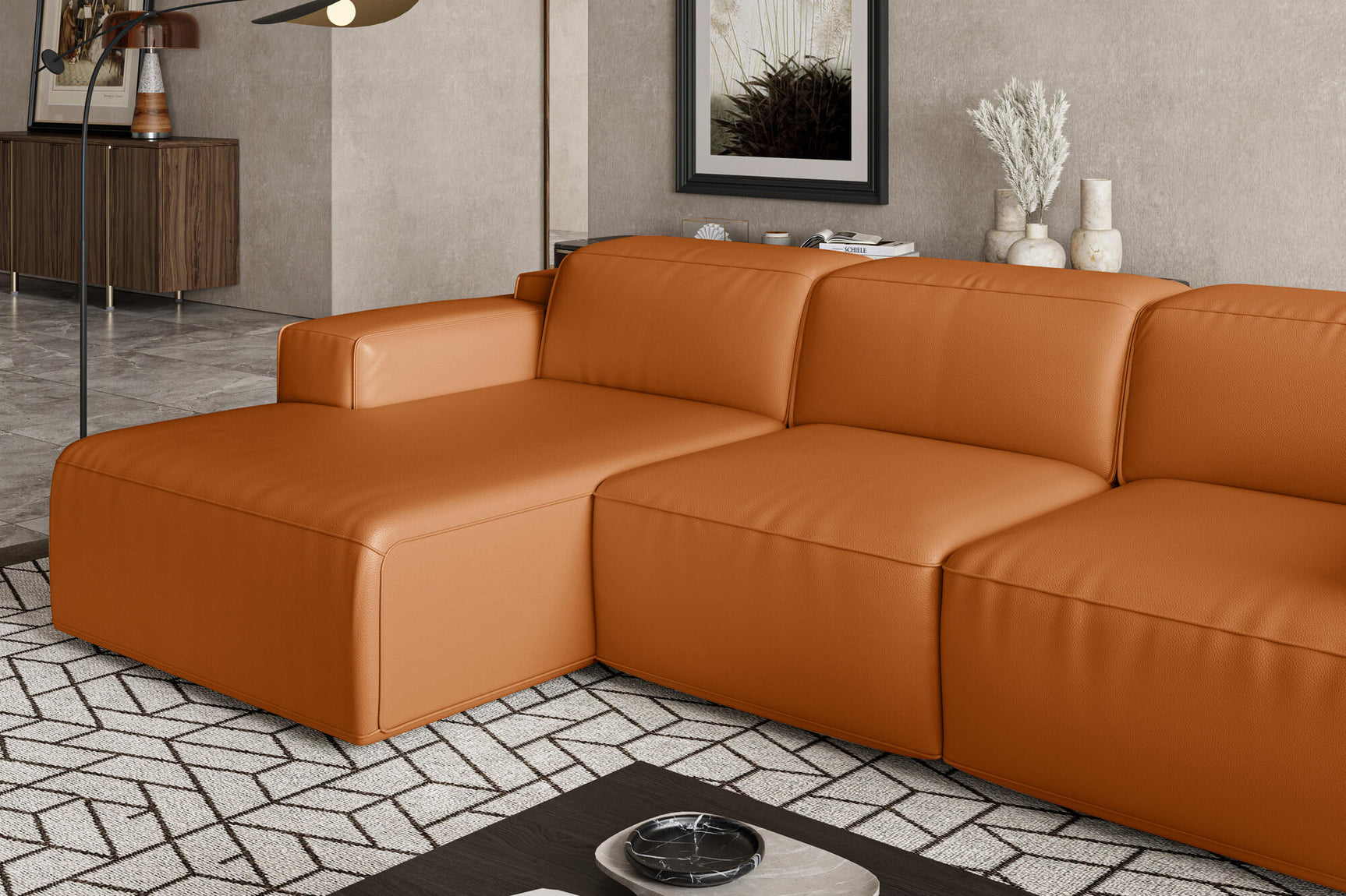 Canapé sectionnel inclinable en cuir Valentina