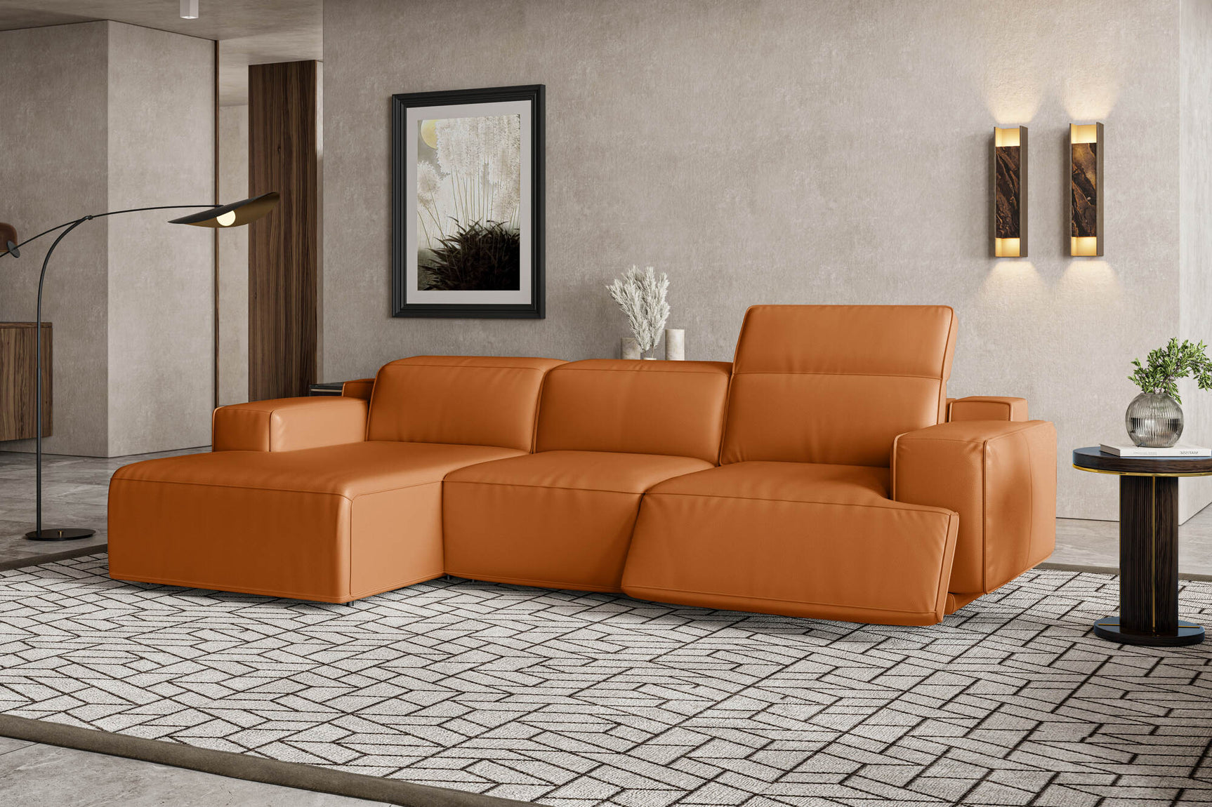 Canapé sectionnel inclinable en cuir Valentina