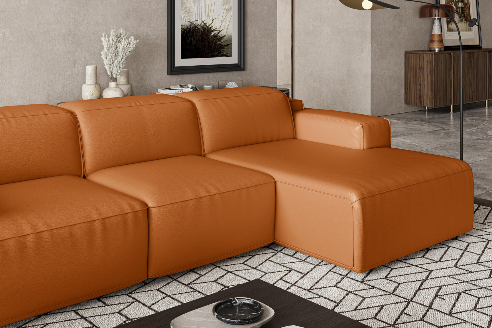 Canapé sectionnel inclinable en cuir Valentina