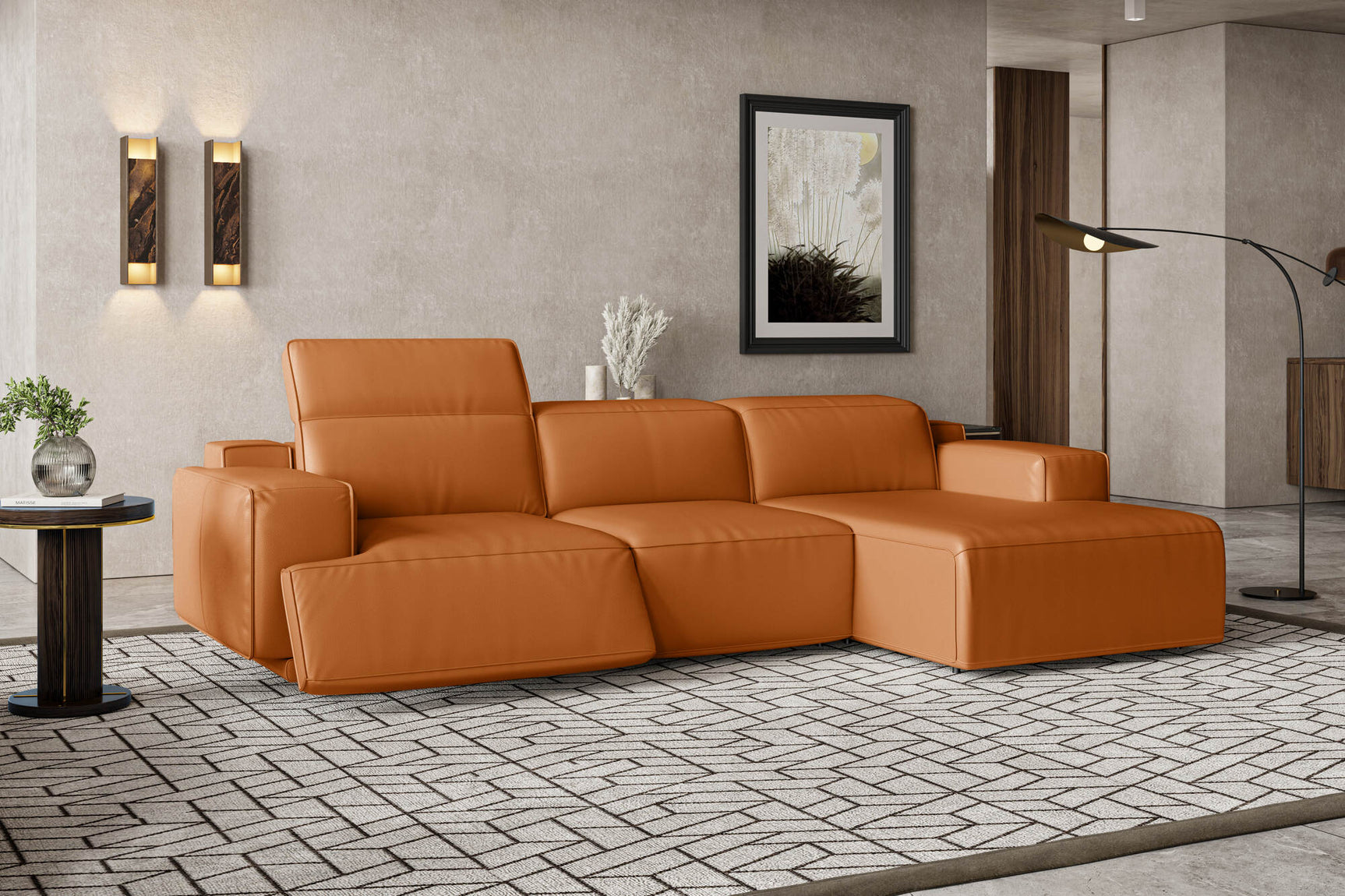 Canapé sectionnel inclinable en cuir Valentina