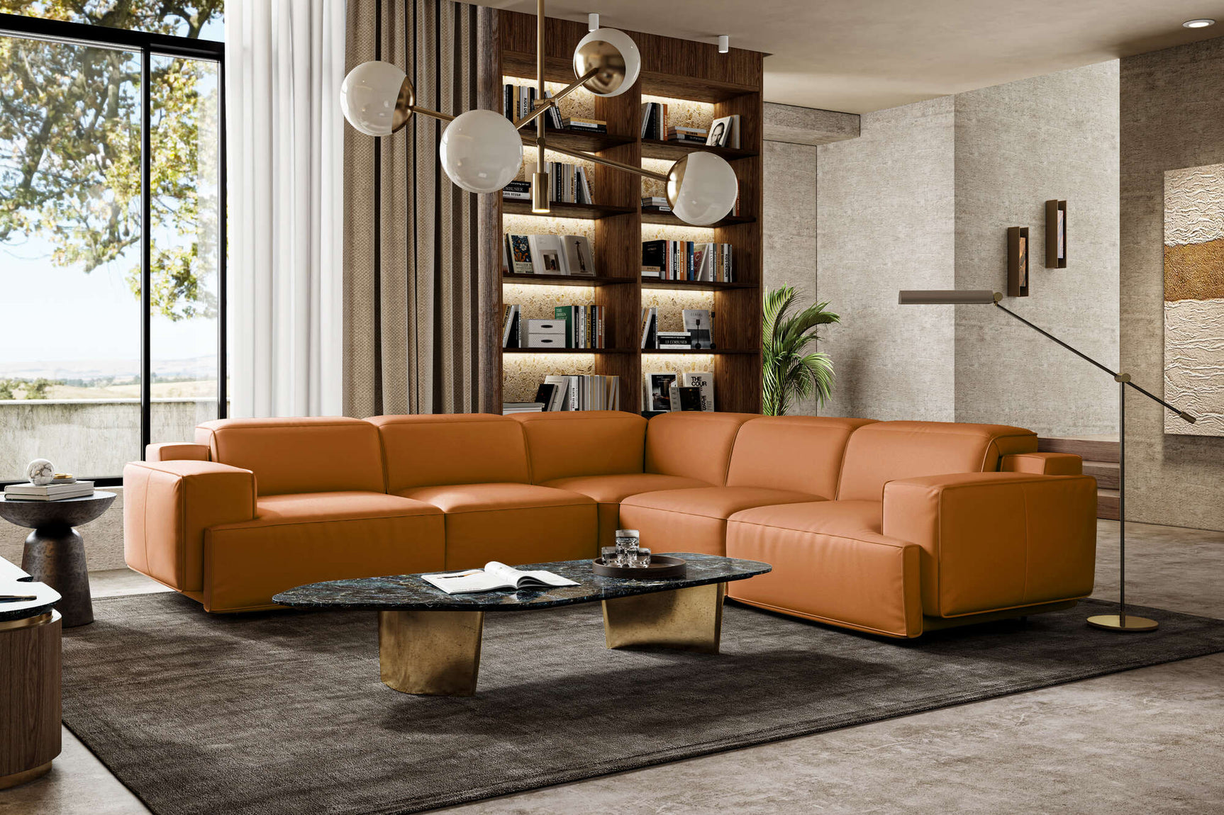 Fauteuil inclinable d'angle en cuir Valentina