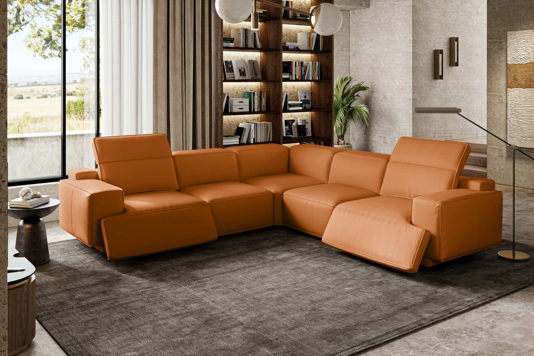 Fauteuil inclinable d'angle en cuir Valentina