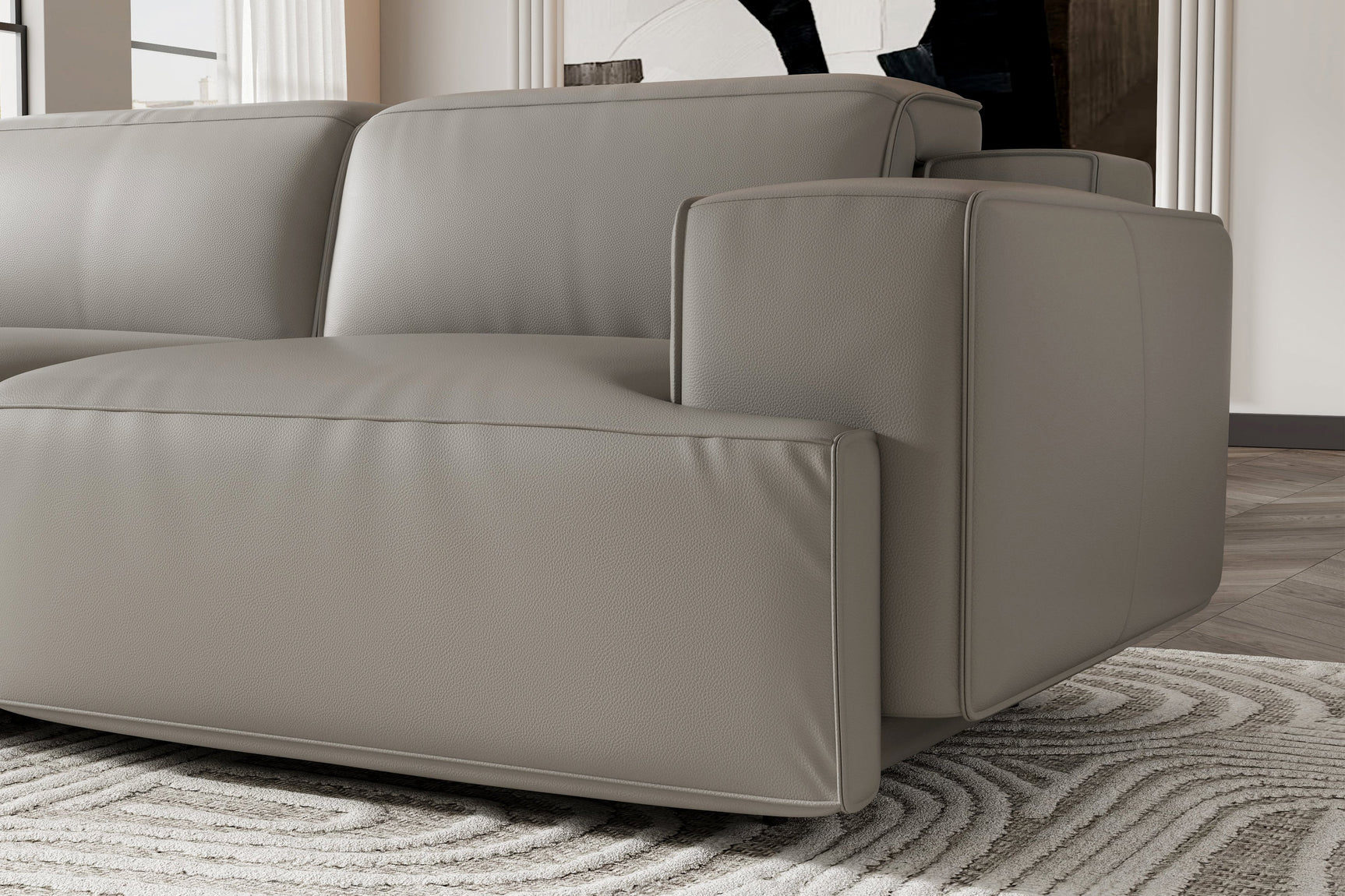 Sillón reclinable esquinero de cuero Valentina