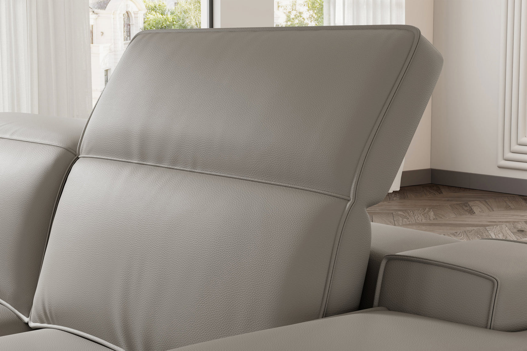 Sillón reclinable esquinero de cuero Valentina