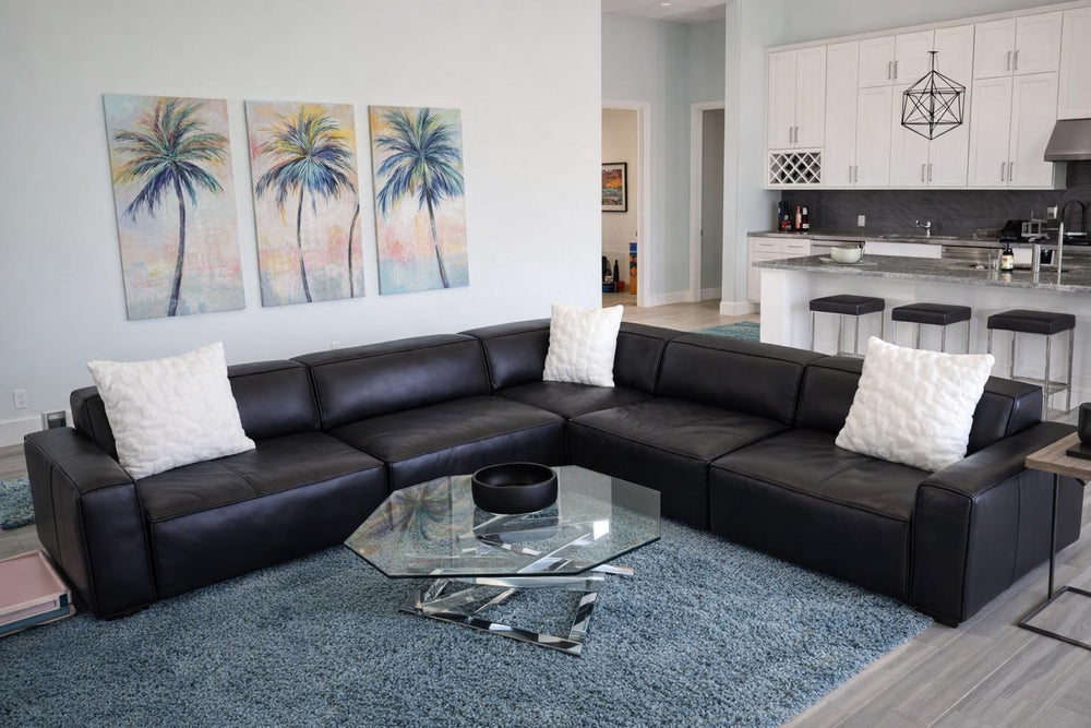 Nathan Leather Modular Corner Sectional Sofa