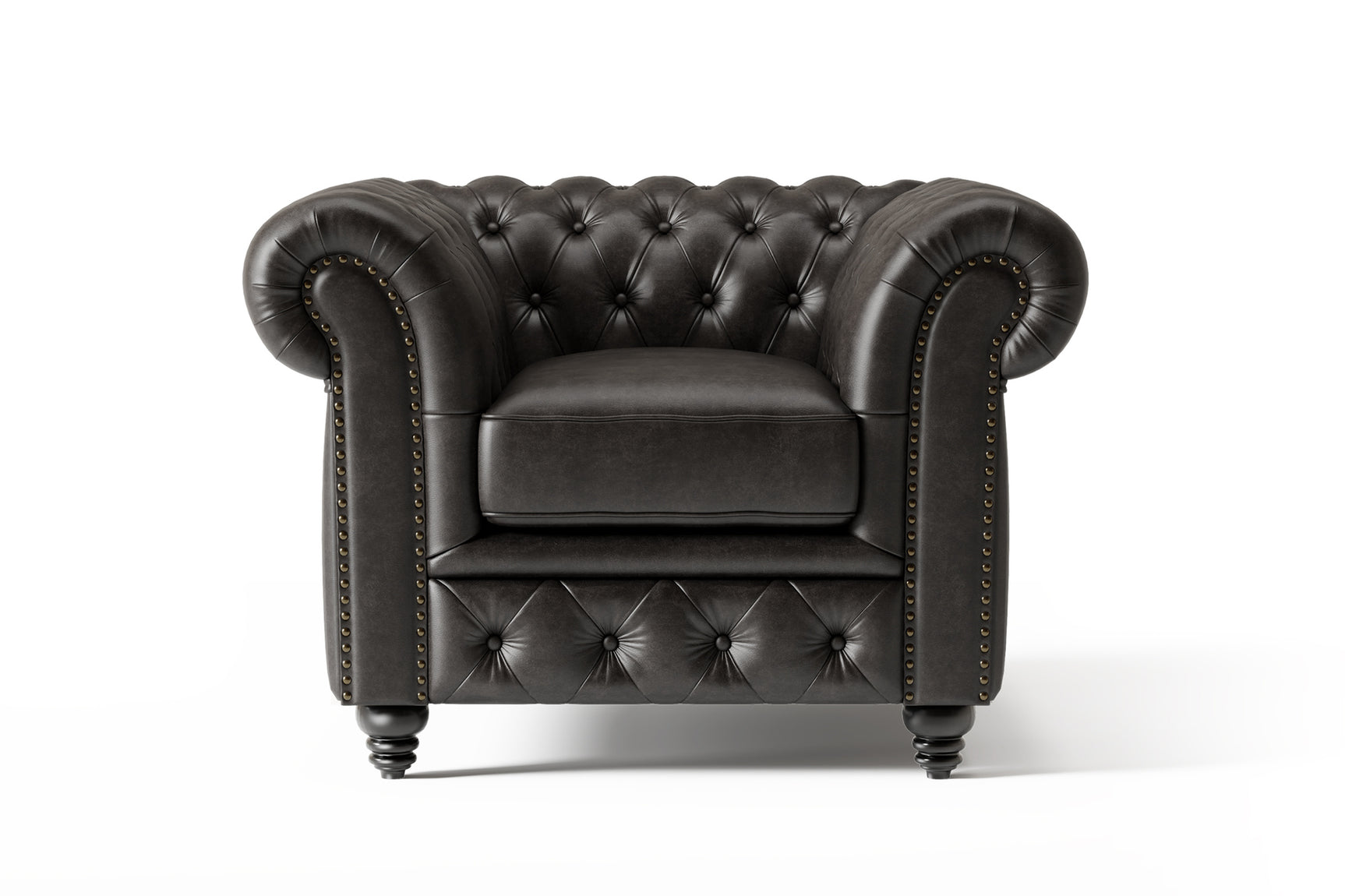 Fauteuil d'appoint Chesterfield en cuir Parme