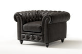 Fauteuil d'appoint Chesterfield en cuir Parme