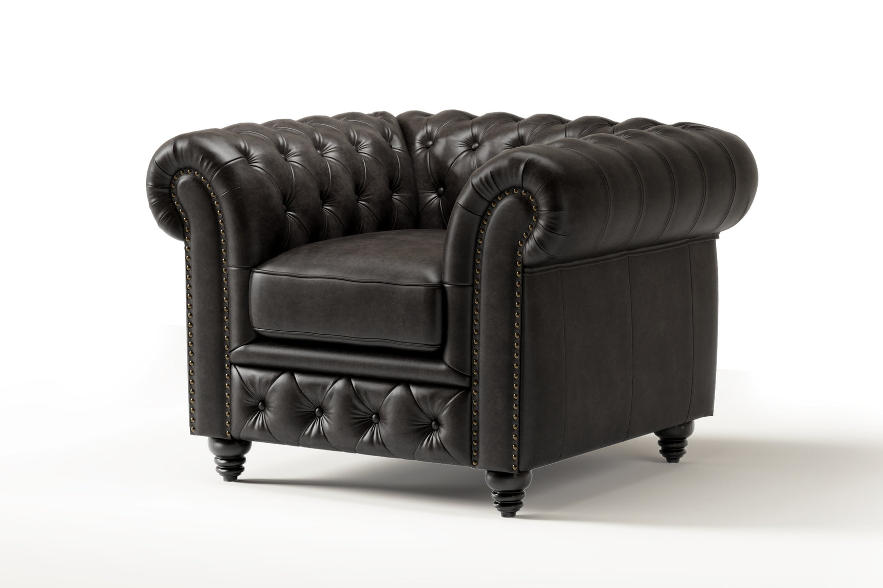 Fauteuil d'appoint Chesterfield en cuir Parme